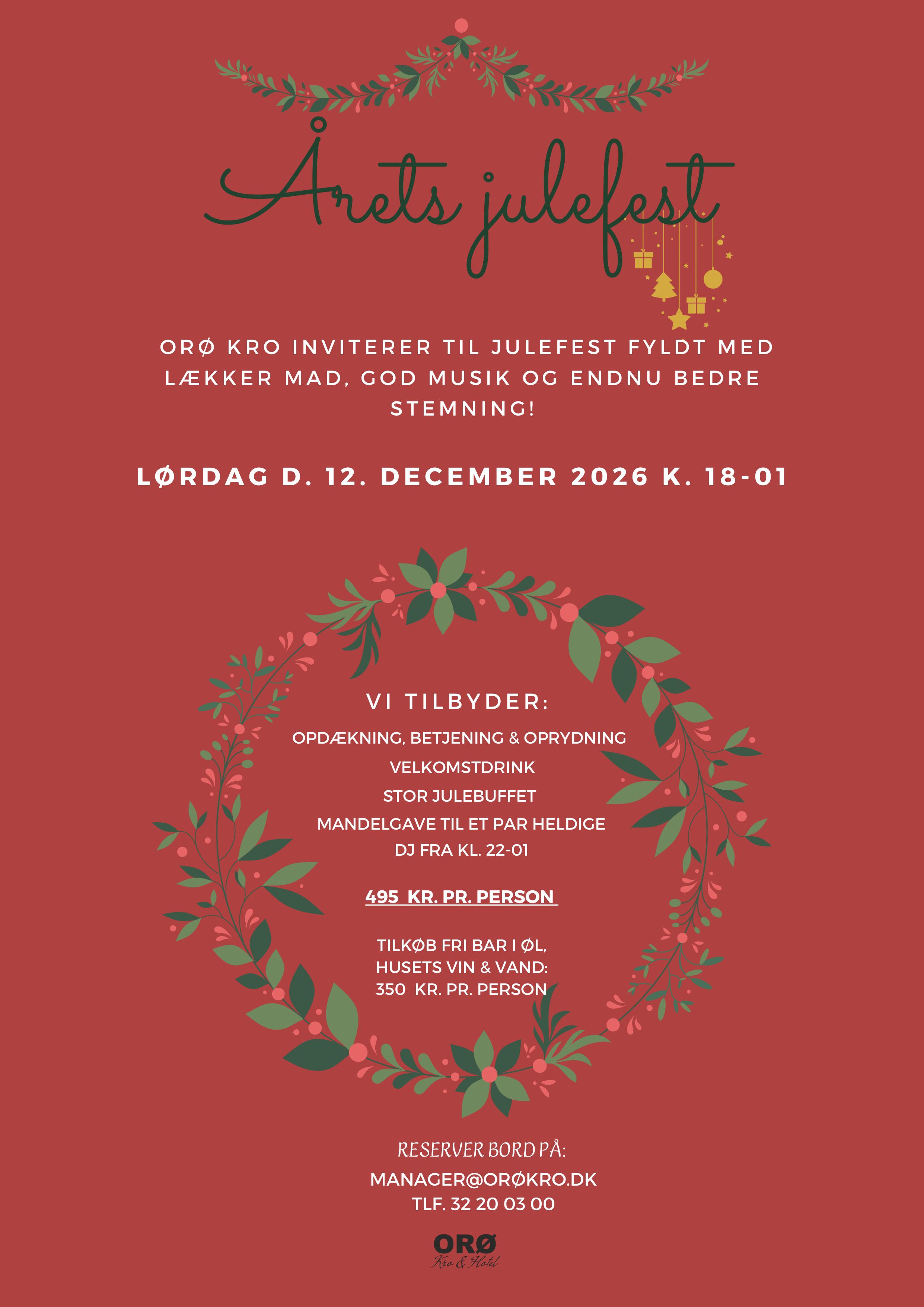 Flyer for Julefest på Orø Kro & Hotel