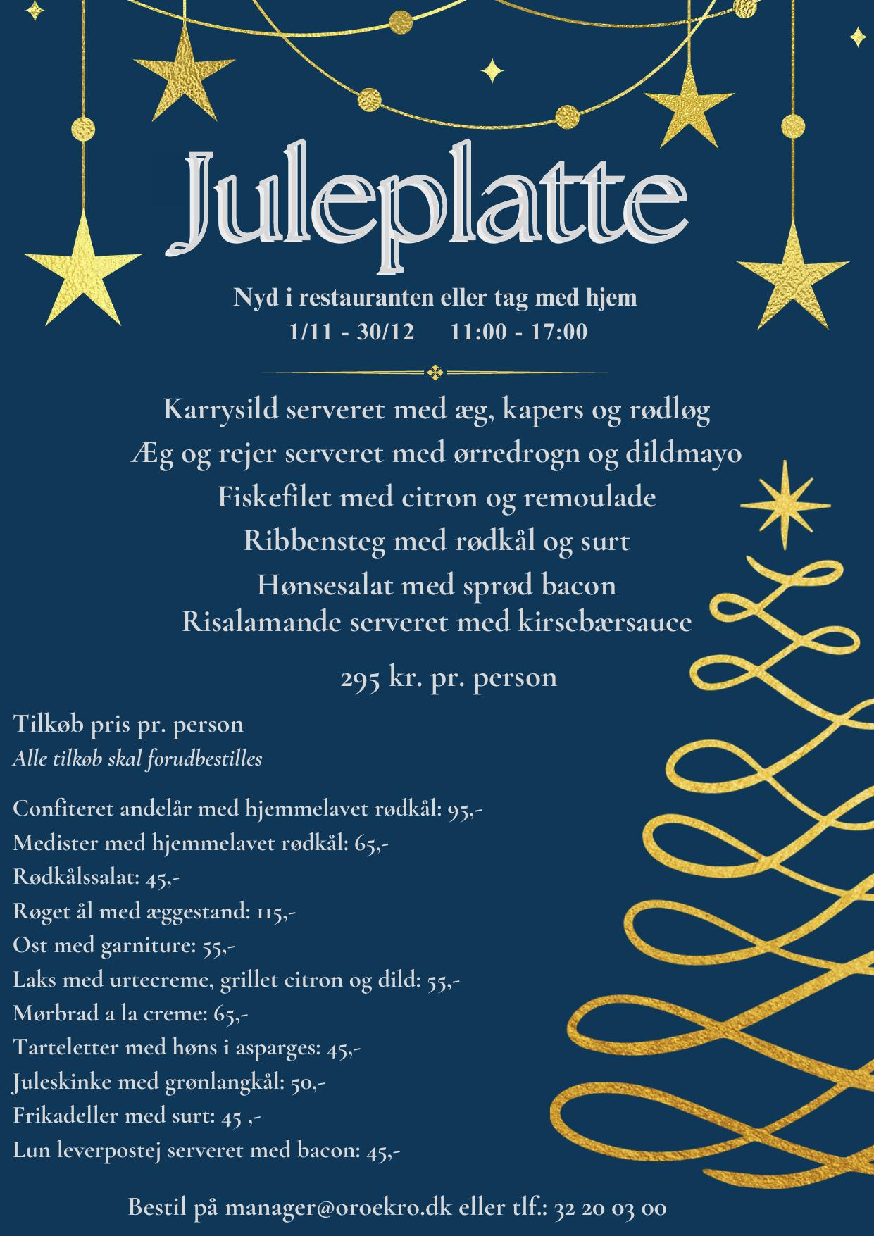 Flyer for Juleplatte på Orø Kro & Hotel