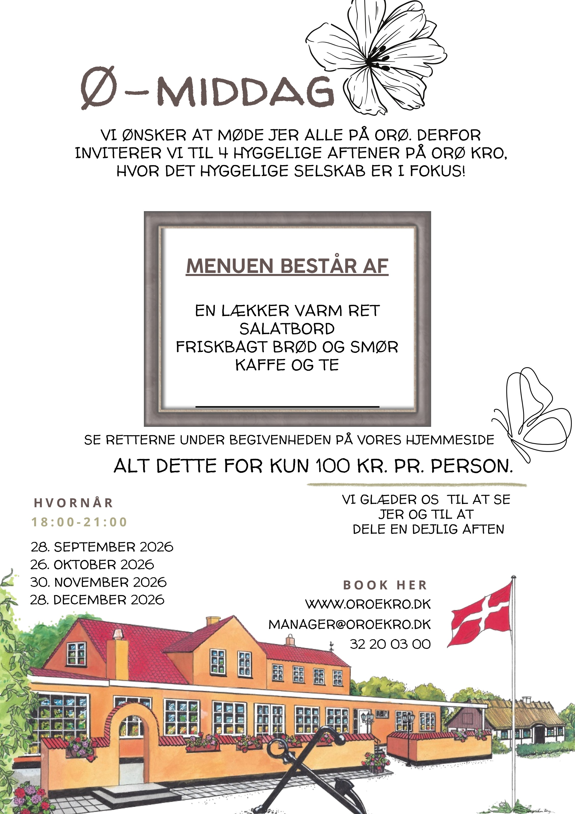 Flyer for Ø middag på Orø Kro & Hotel